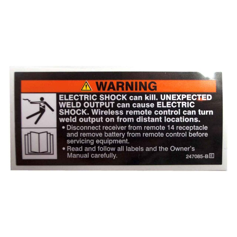 Miller 247085 Label Warning electric Shock Can Kill