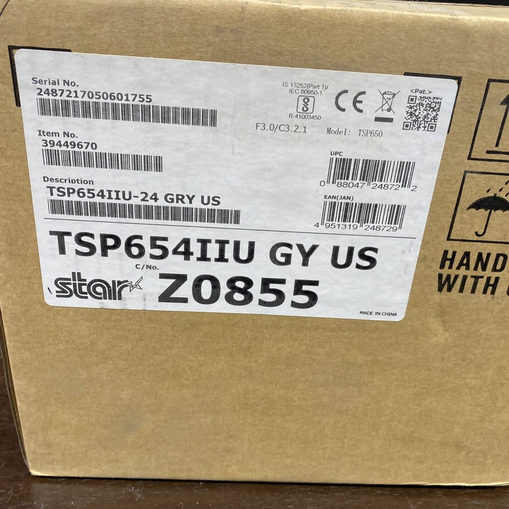 STAR MICRONICS, TSP654IIU-24 GY US, THERMAL PRINTER