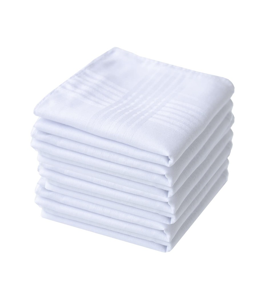 CoCoUSM Mens White Cotton 100% handkerchiefs Pack 3 PCS, Tartan?design
