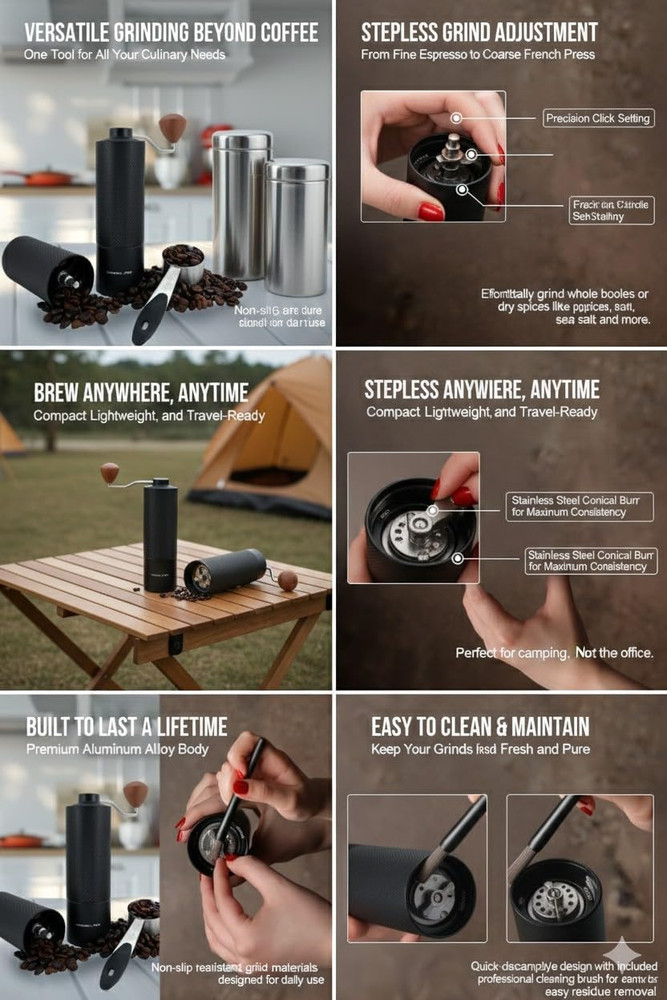 Manual Coffee Grinder - Adjustable Setting for French Press/Espresso Adjustable