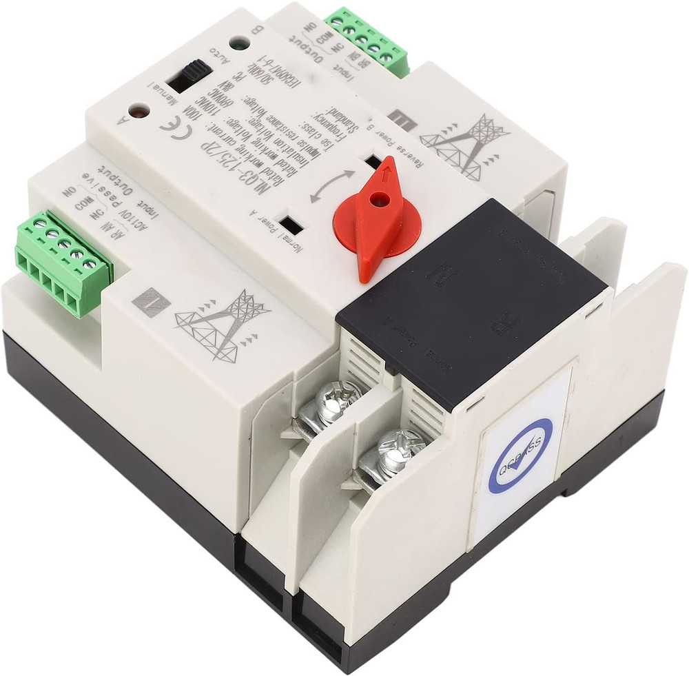 Dual Power Automatic Transfer Switch, 110V, 100A, Silver, PC, Self Throwing and