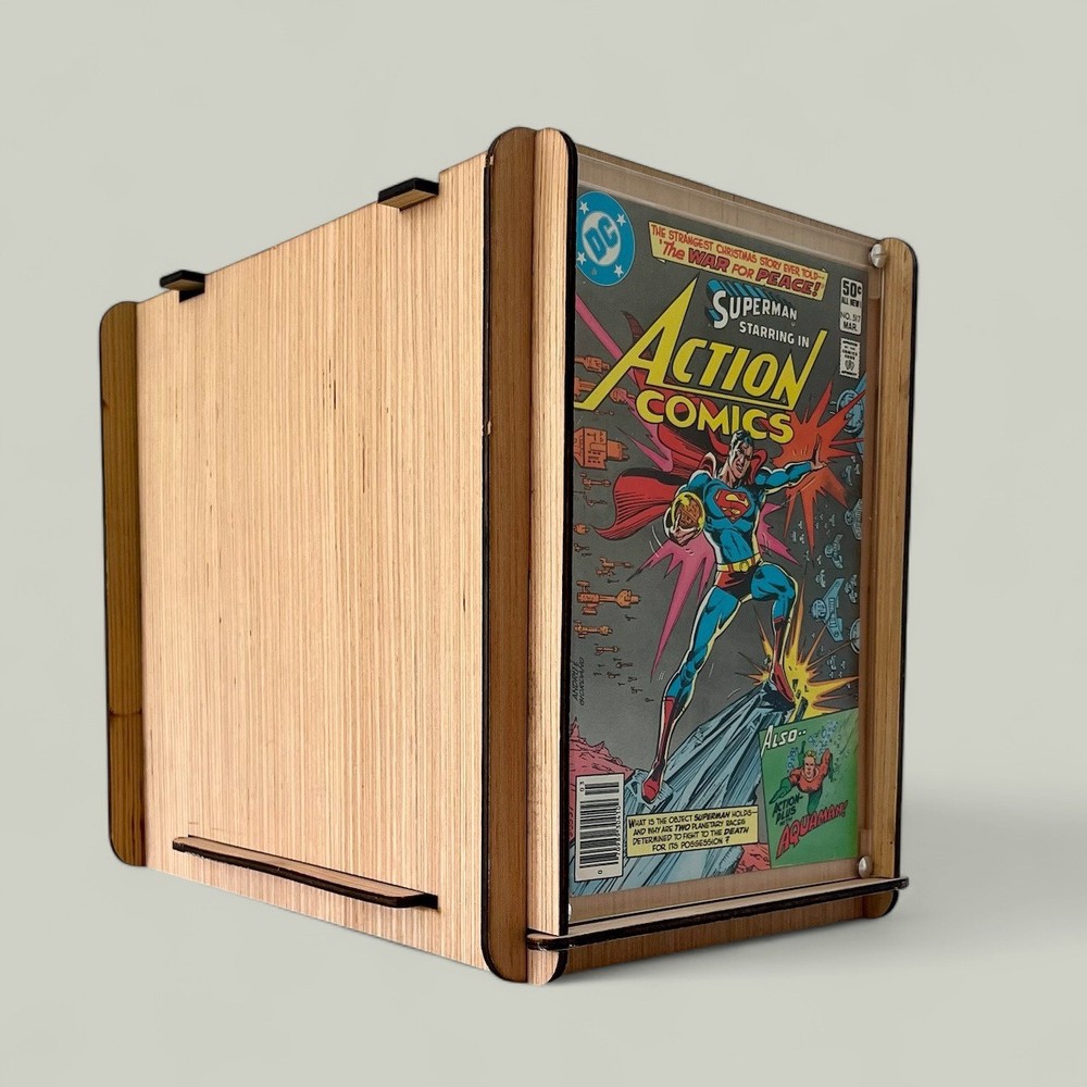 Wood Comic Storage & Display Short Box Plus DC Superman #517 Vintage Comic