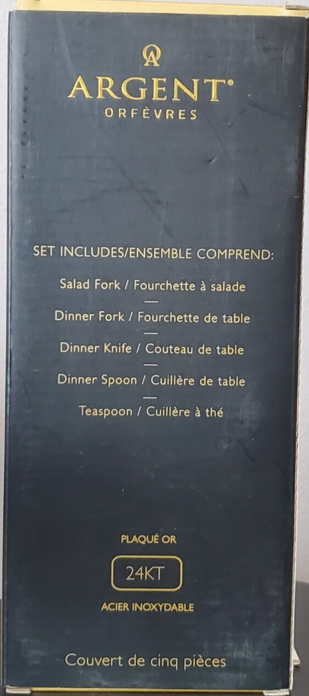 ARGENT ORFEVRES MARIS PARTIAL GOLD 5 PC FLATWARE SS NIB A9