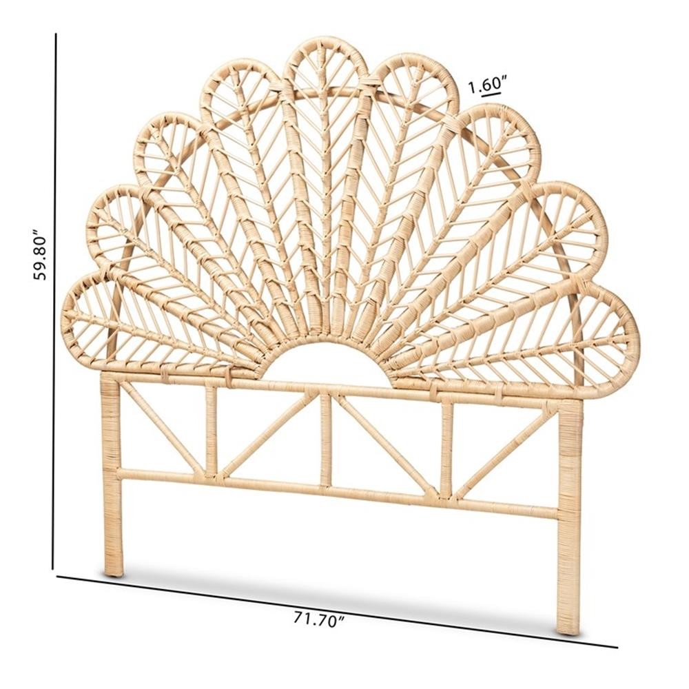 Baxton Studio Variel Modern Bohemian Rattan Queen Size Standalone Headboard
