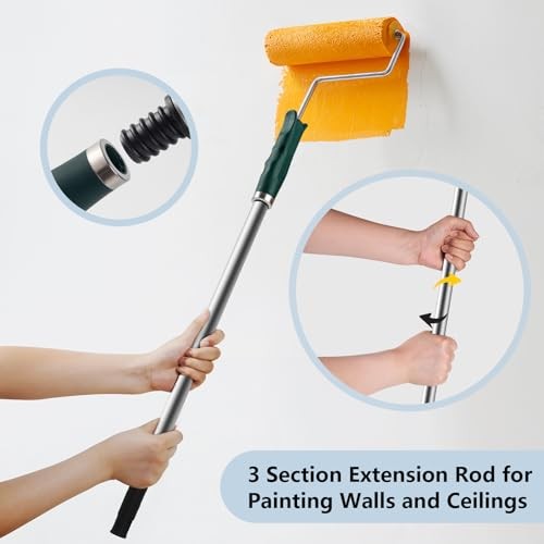 9 Inch Paint Roller, Microfiber Roller Covers with Extension Pole, 5-Wire