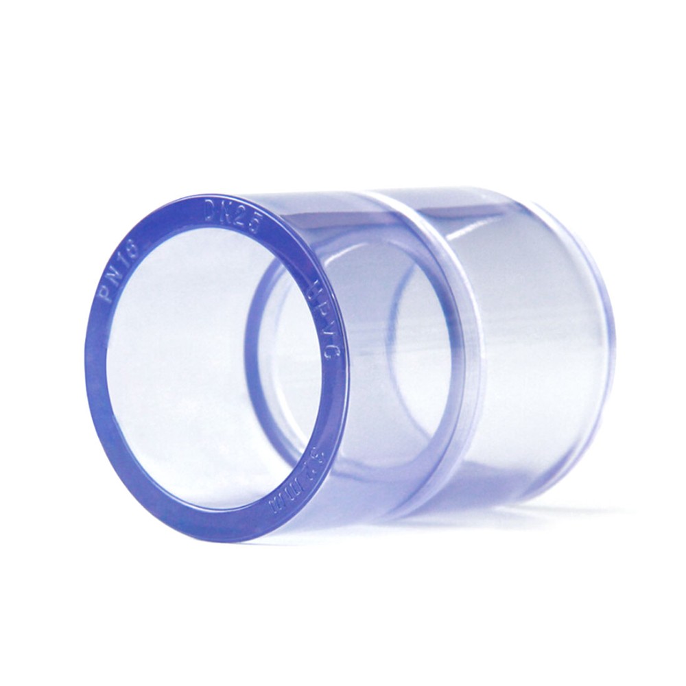 PVC Direct Pipe Fitting Straight Joint Water Pipe Socket Coupling Transparent