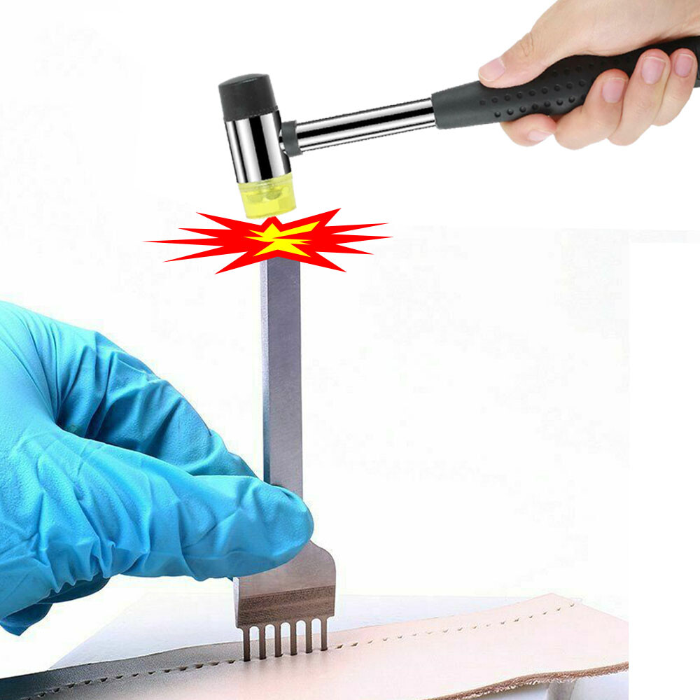 4Pcs Leather Hole Punch Chisel Leather Craft Stitching Tools Hammer 3/4/5mm Set