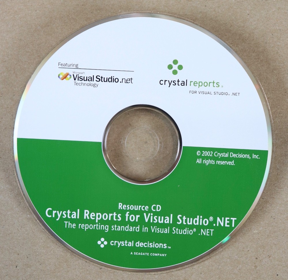Resource CD CRYSTAL REPORTS for Visual Studio.net 2002 CD only
