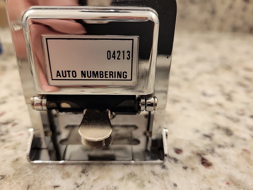 Rogers Automatic Numbering Hand Stamp Punch Machine Model 04213 with Box