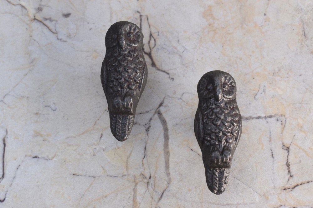 Vintage Door Drawer knobs Cast Iron Owl Shape Cabinet Gate Handle Pulls 10pc