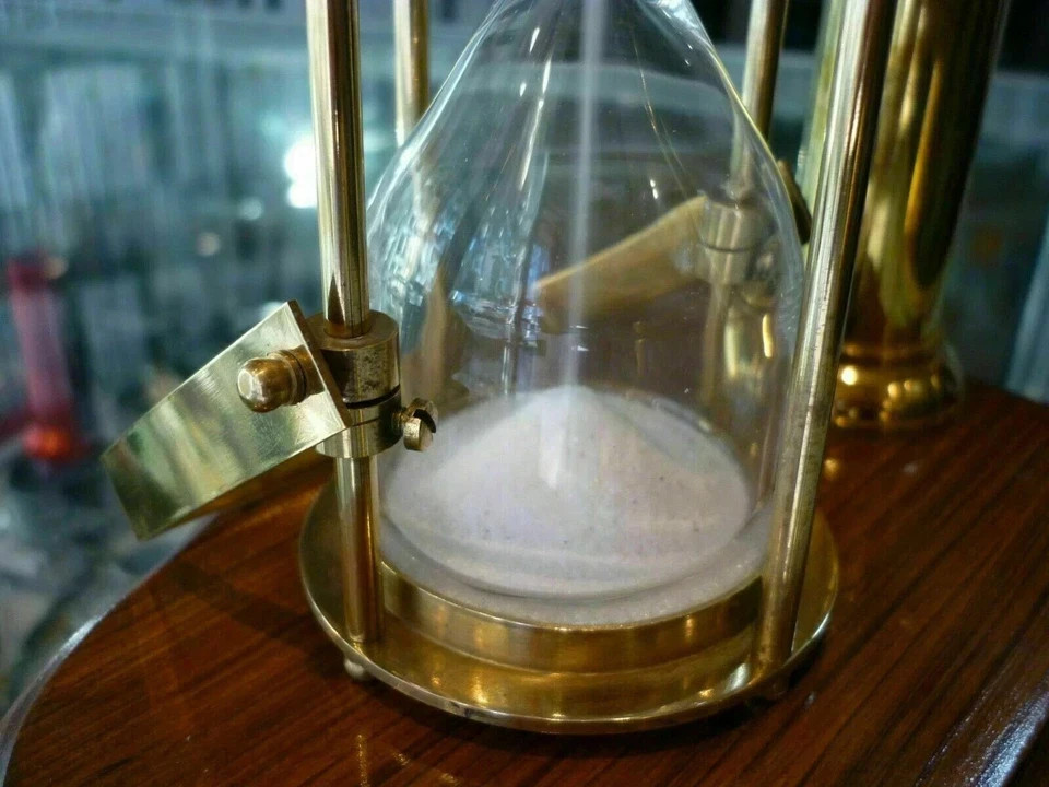 VINTAGE NAUTICAL HANGING SOLID BRASS SAND TIMER MARITIME HOURGLASS