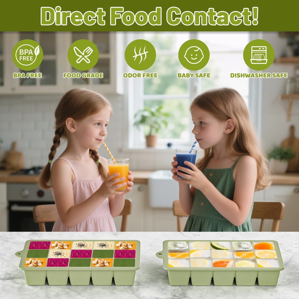 Silicone Ice Cube Tray 3 Pack - EASY RELEASE ice cube Normal, Blue+Pink+Green