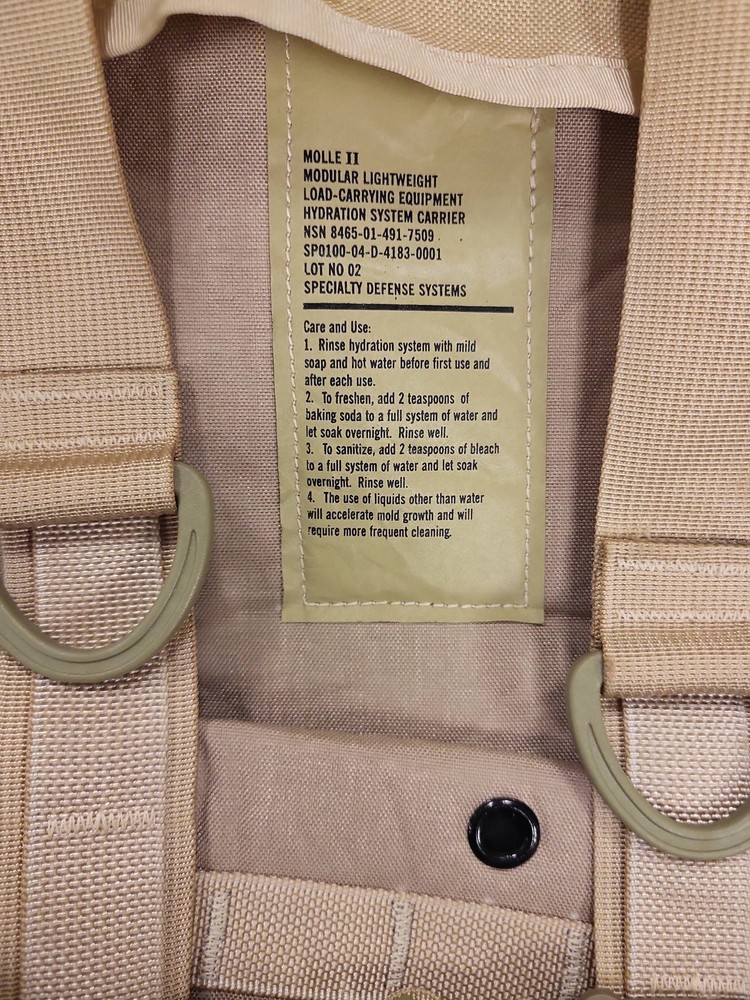 Molle II Hydration System Carrier Modular Lightweight Load Carrying Equipment