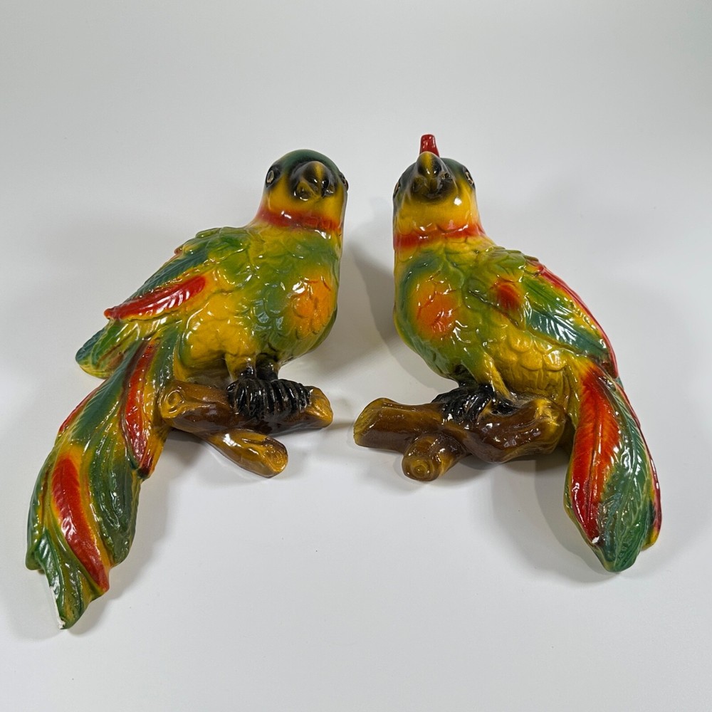 Mid-Century Chalkware Parrot Bird Wall Hanging