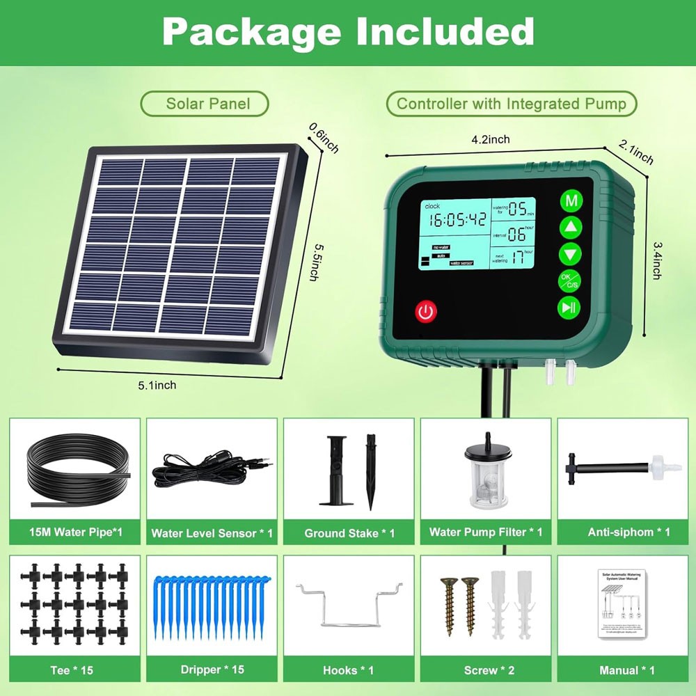 Solar Automatic Irrigation System Plant Watering System Kit with Timer