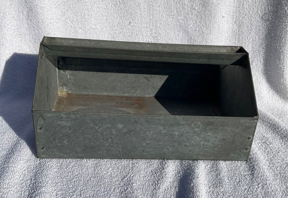 Vintage Galvanized Sheet Metal Handmade Toolbox Tool Tray