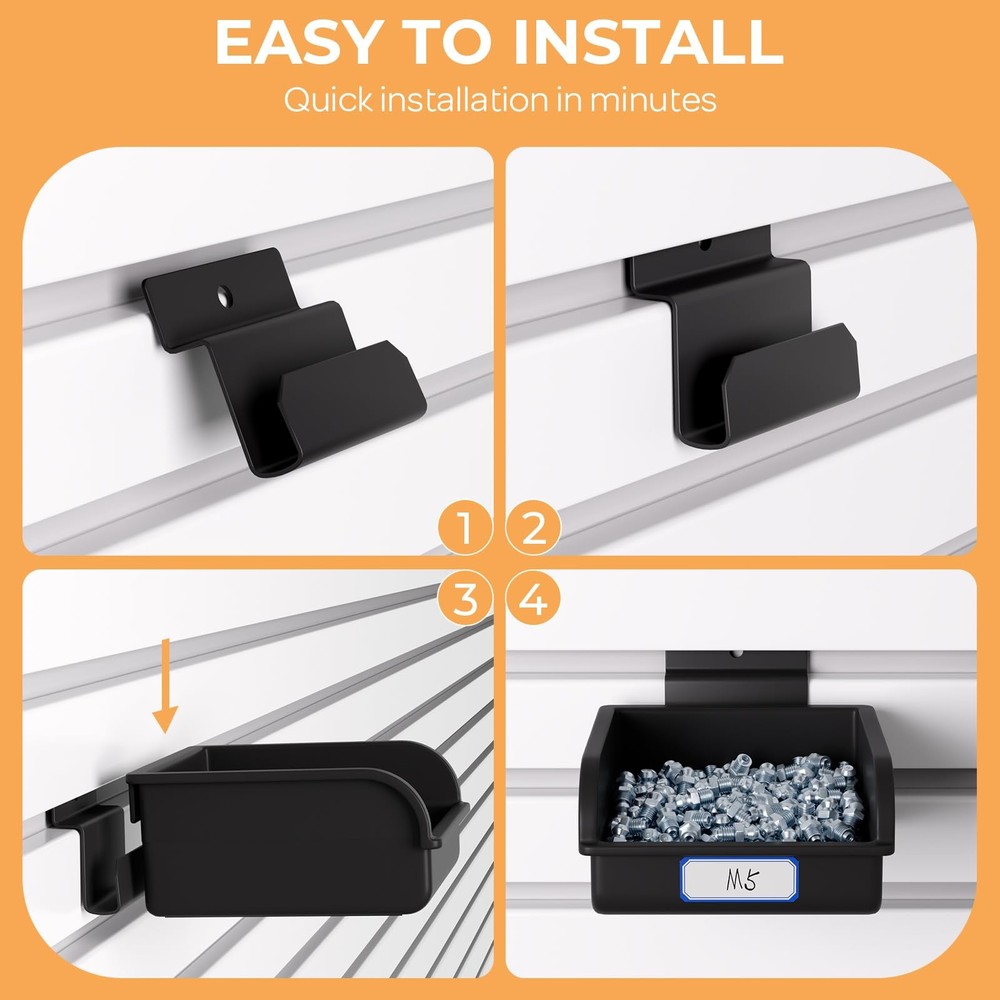 12 Pack Slatwall Bins with Hooks, Plastic Slatwall Accessories Containers Bin...