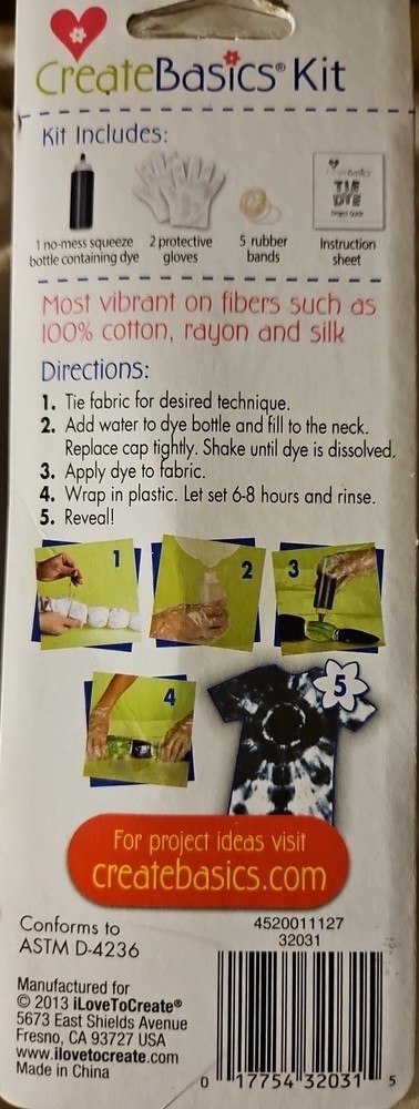 Create Basics BLACK Tie Dye 9 Piece Kit Create Up To 3 Projects!