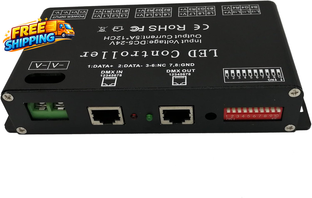 12 Channel DMX Decoder RGB Controller 60A PWM DMX512 Dimmer Driver for RGB Light