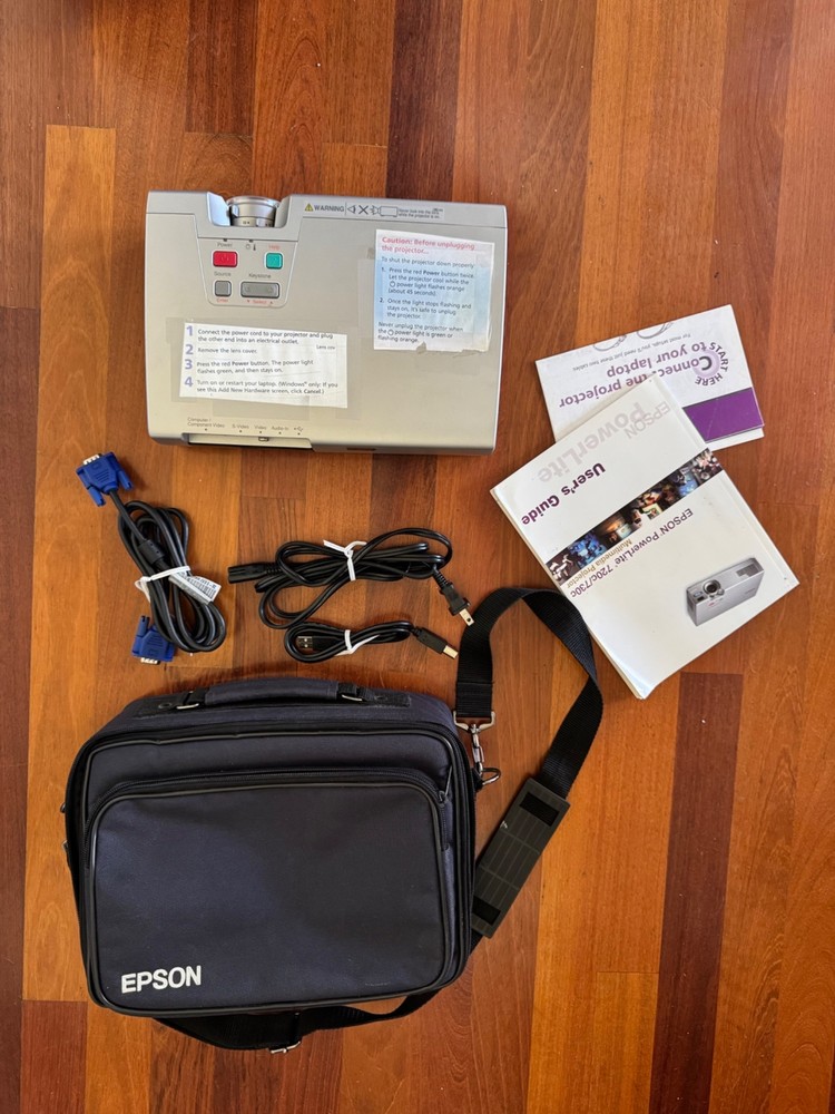 Epson PowerLite 730c LCD Projector with Case, Cables, and Remote Control