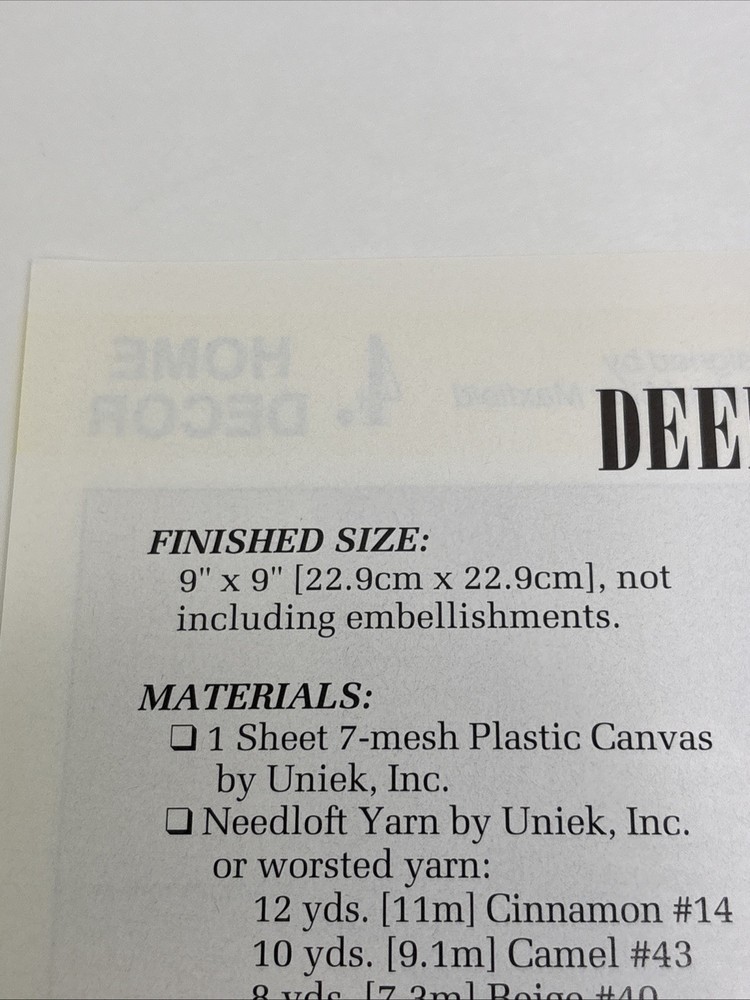 Deer Doorknob Hanger Annie's Attic Plastic Canvas Pattern Page