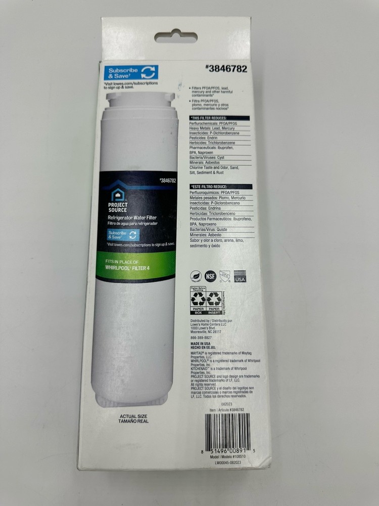 Project Source Refrigerator Water Filter M-2-2 #3846782 for Whirlpool Filter 4