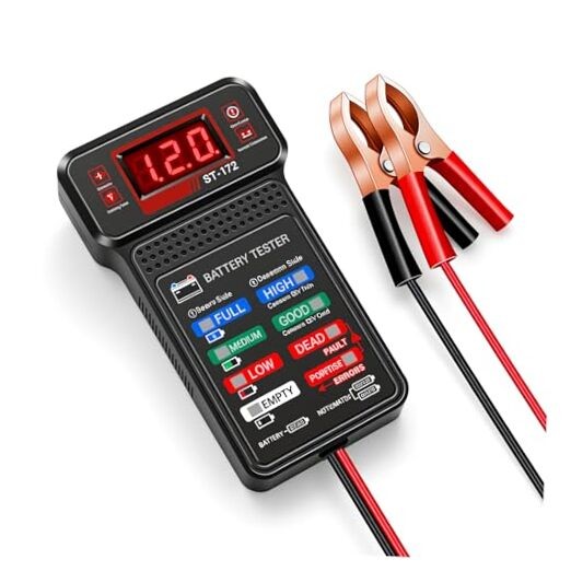 Battery Tester with LED Indicator & LCD Display - 12V Car Battery Load Tester