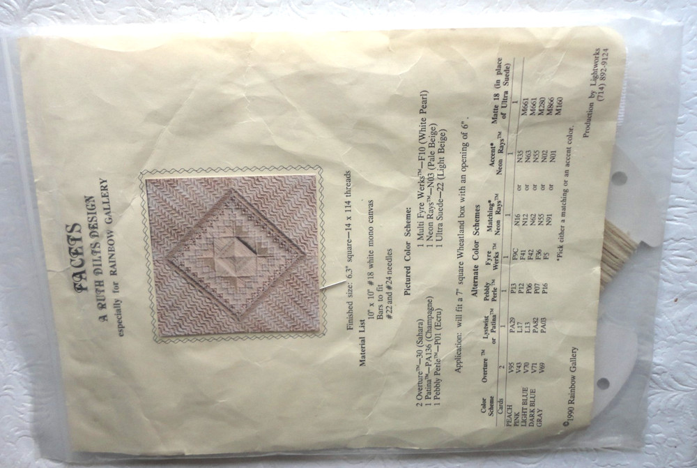 RUTH DILTS Needlepoint Design Kit FACETS for Rainbow Gallery