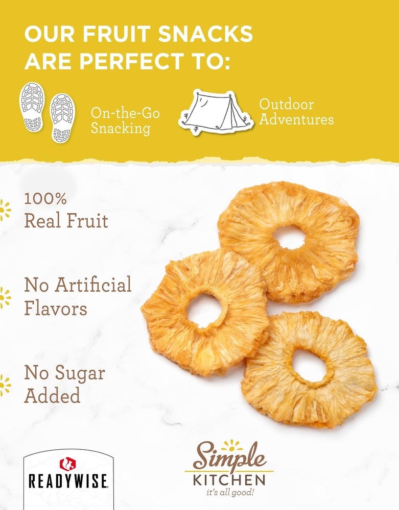 READYWISE - Simple Kitchen, Freeze-Dried Organic Pineapples, 1 pack, Vegetarian,