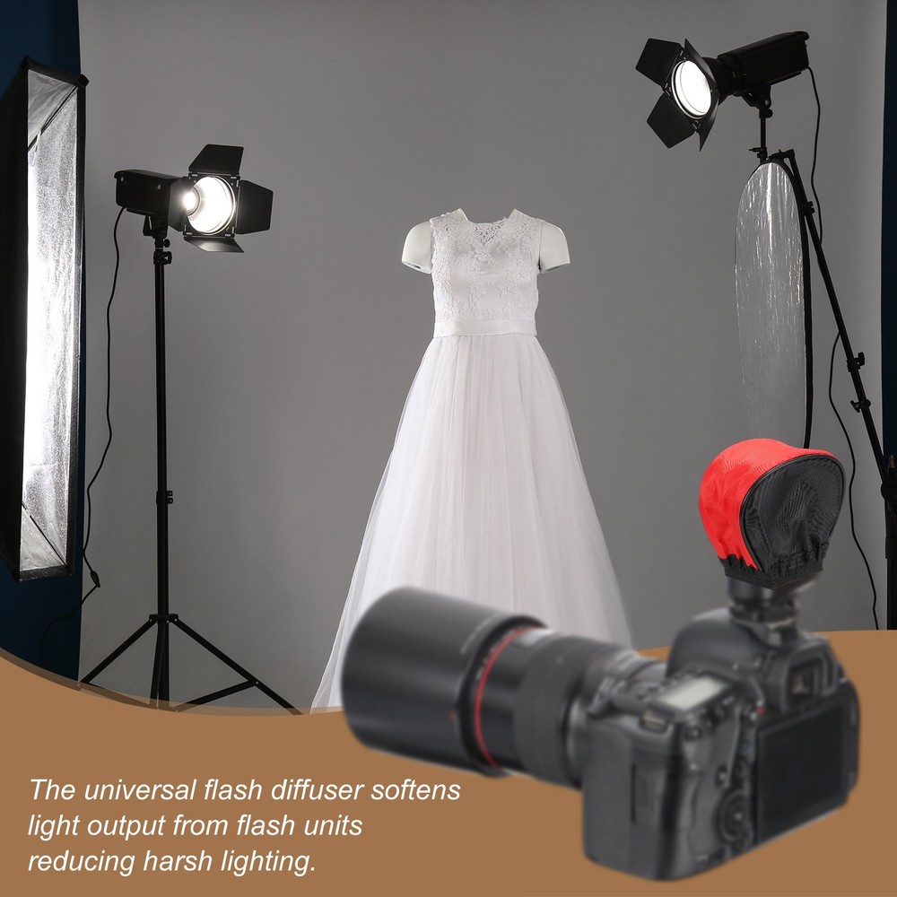 2pcs 3.7" x 3.5" Soft Mini Flash Bounce Diffuser Cap, for Flashlight, Red