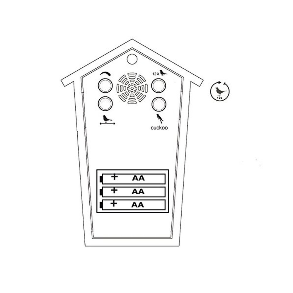 KOOKOO Birdhouse Mini Black, Tiny Modern Cuckoo Clock with 12 Natural Bird So...