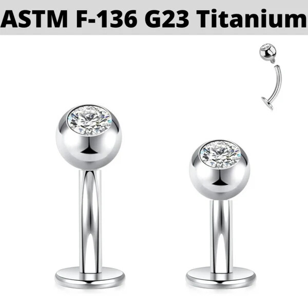 14G G23 Titanium Internally Threaded Gem Floating Belly Button Navel Ring Stud