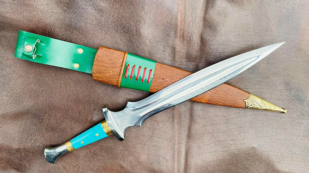 EGKH-15 inches Double edge Sam Dagger,Medieval Custom Stone handle dagger-Temper