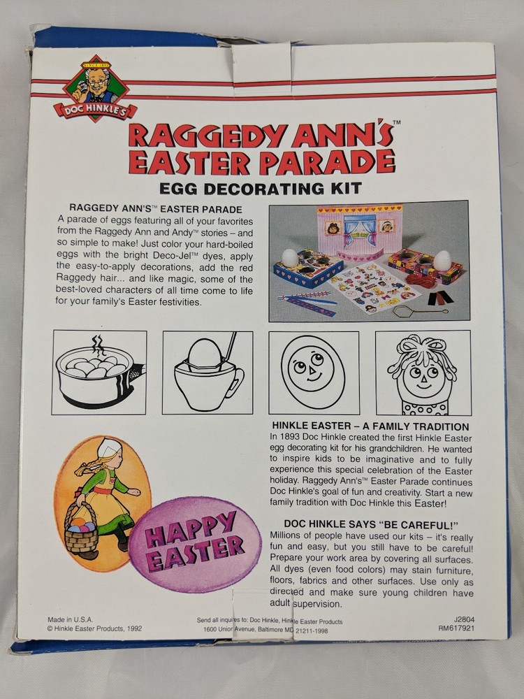 Raggedy Anns Easter Parade Egg Decorating Kit 1992 MacMillan Inc