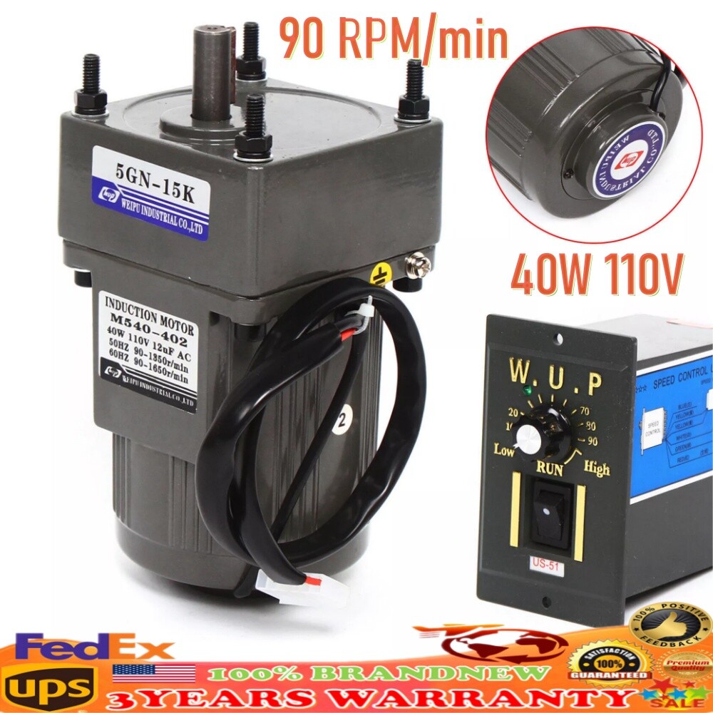 110V Reversible AC Gear Motor Electric Motor Variable Speed Controller