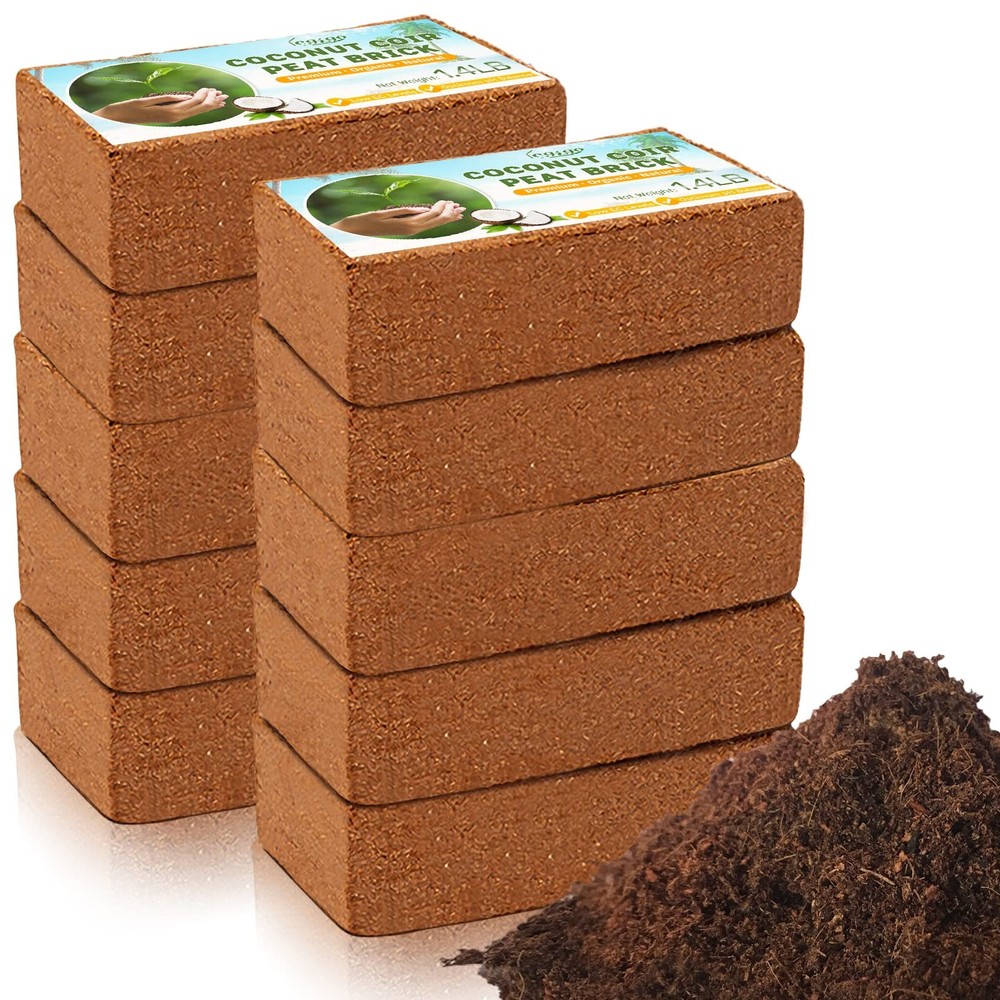 Organic Coco Coir Bricks 10 Pack Compressed Coco Peat Soil Blocks