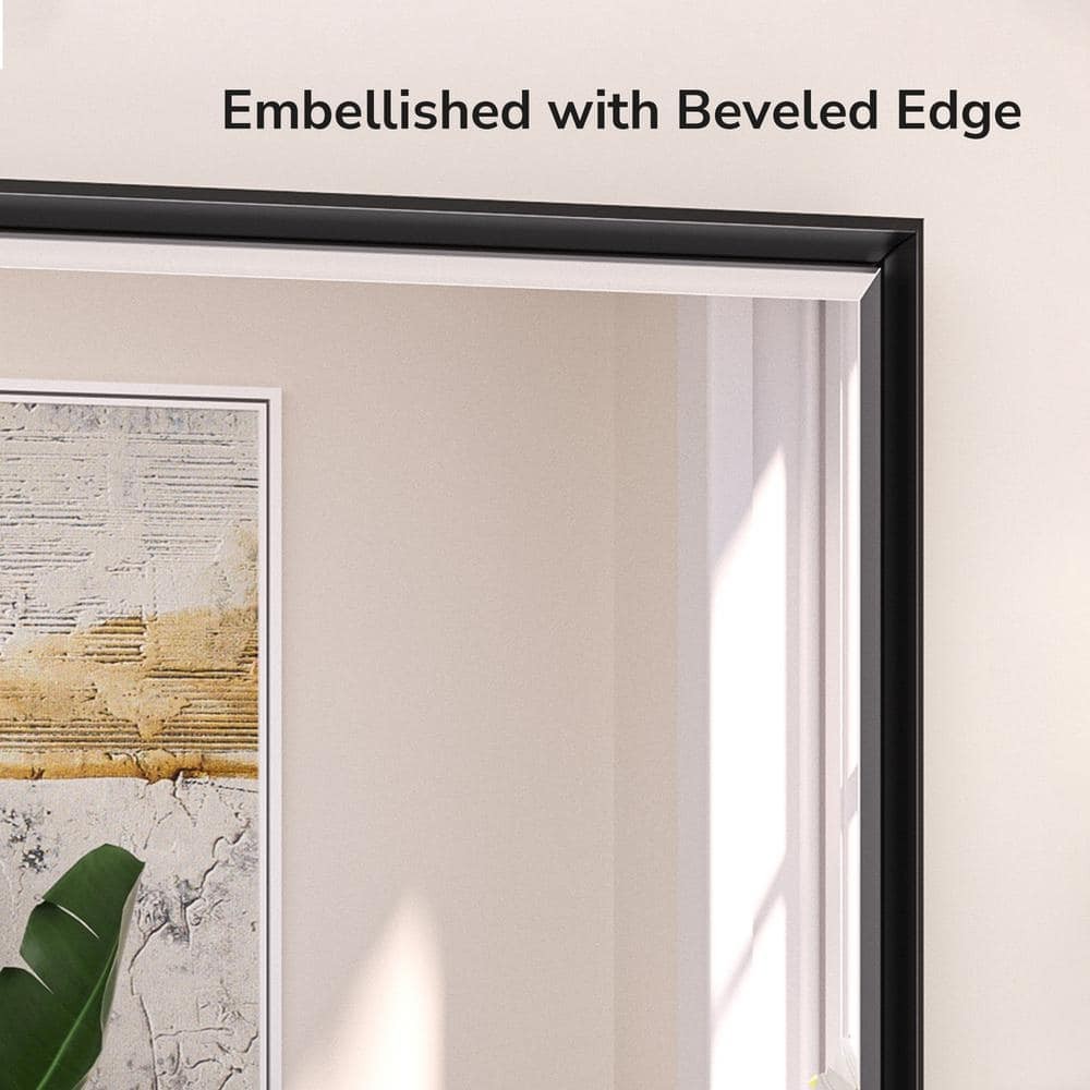 KeonJinn 30" W x 36" H Rectangular Black Beveled Bathroom Mirror