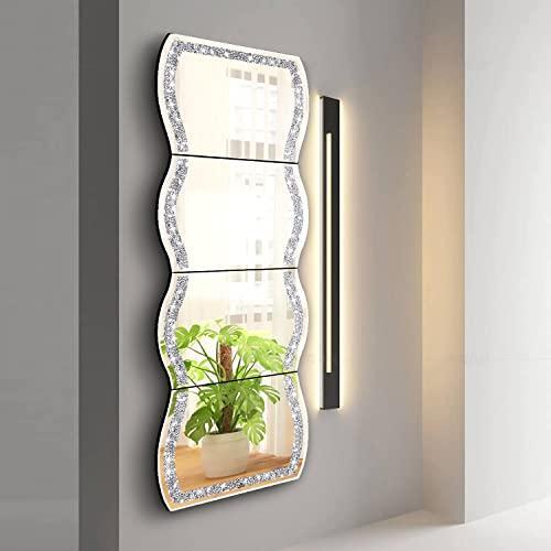 ZOLAPI Full Length Wall Mirror,Wave Pattern Irregular Crushed Diamond Full Body