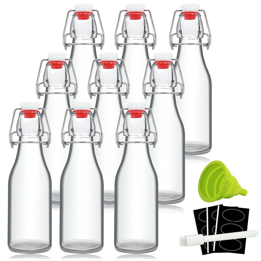 8oz Swing Top Bottles - Glass Beer Bottle with Airtight Seal Flip Caps for Ho...