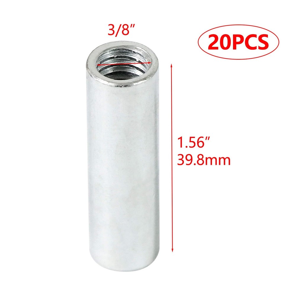 NIDAYE 20 Packs 3/8"-16 Round Rod Coupling Nuts, UNC Threaded 3/8"-16, Silver