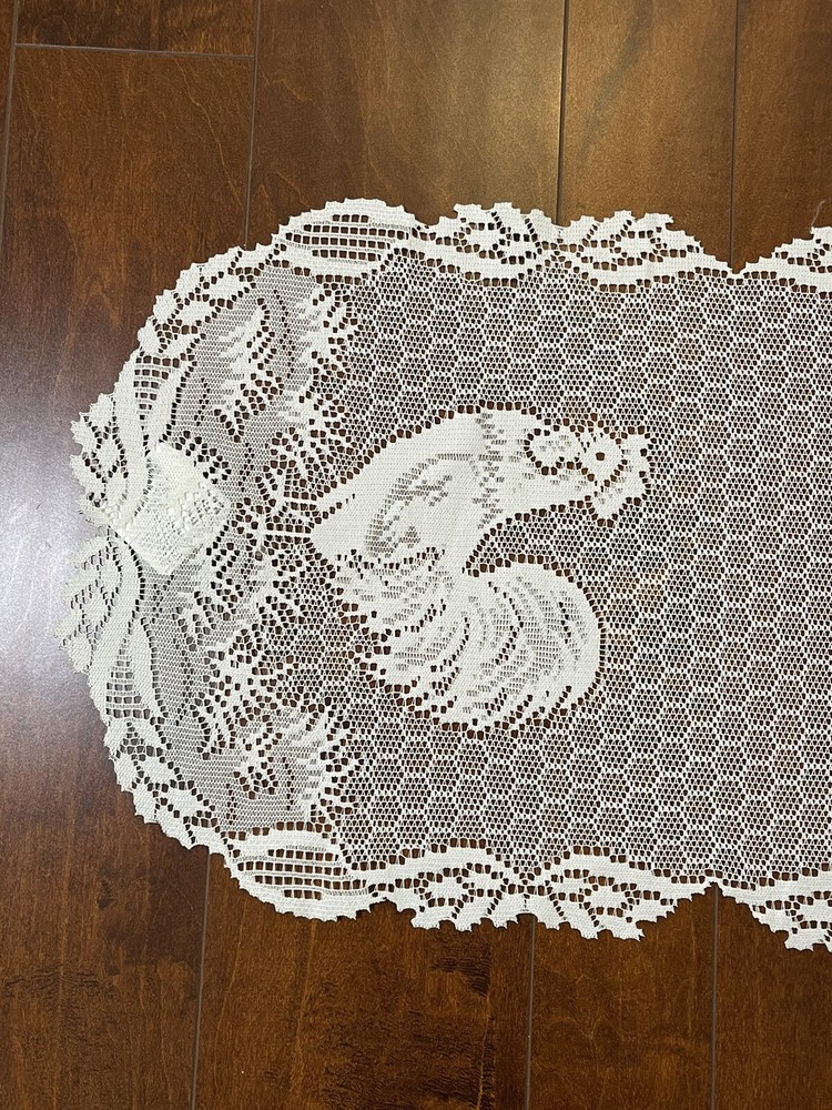 Heritage Lace Ecru 14" x 34" Rooster Table Runner NWT