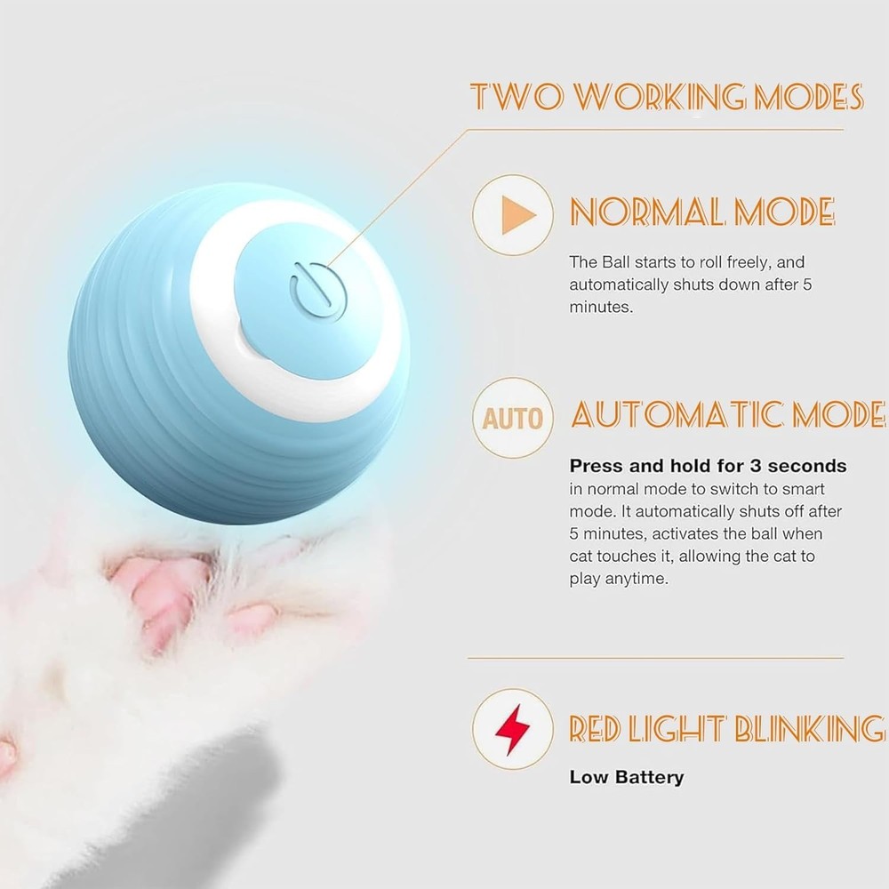 Trumoon Interactive Cat Toy, Automatic 360 Self-Rotating Rolling Ball for Indoor