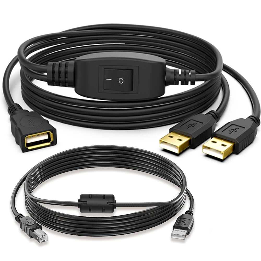 Herfair USB Splitter 1 in 2 Out Switch for Two Computers Connected One...