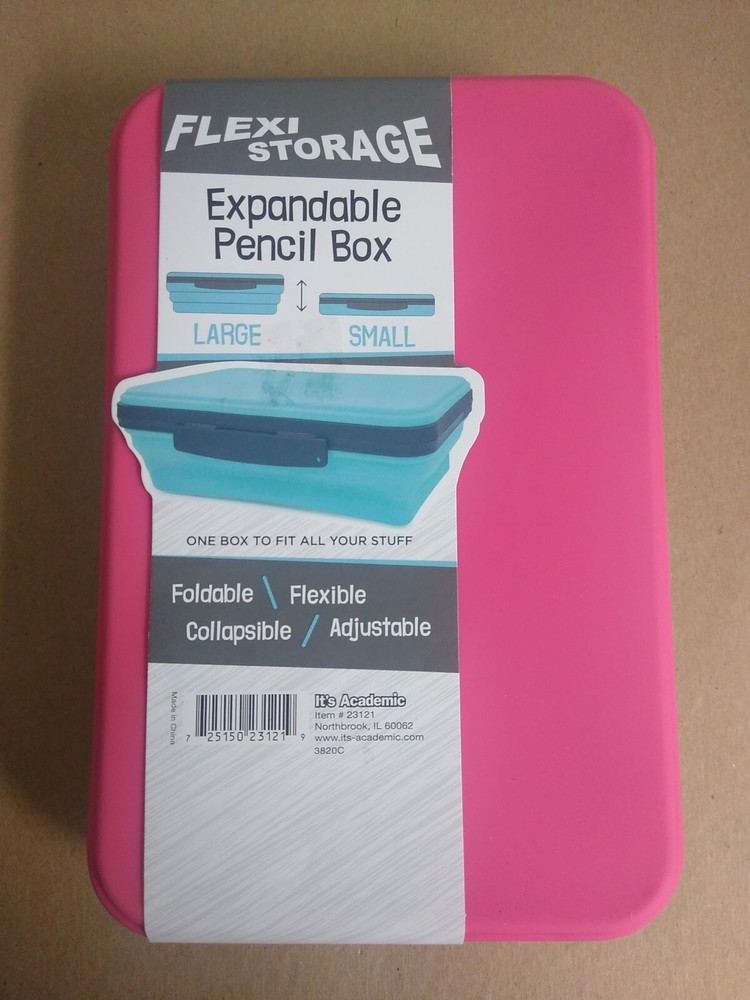 Silicone Expandable Pencil Box Foldable Flexible Collapsible Adjustable Pink