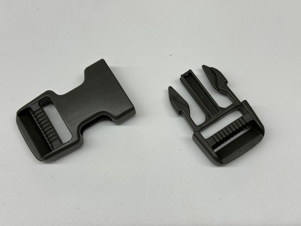 1" (25mm) Dual Adjustable Side Release Squeeze Buckle - Green (4 PACK)