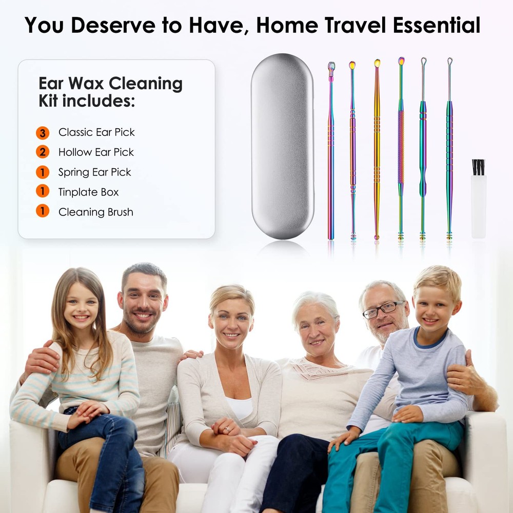 Ear Cleaning Kit,Safe Wax Removal Tool,Earwax Kit,Easy Titanium