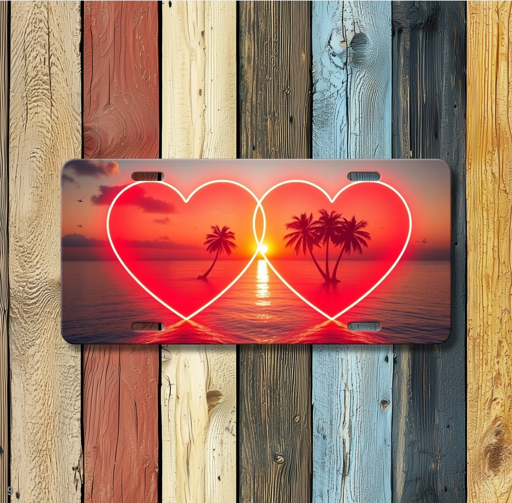 Custom Twin Hearts Graphic Personalized Name License Plate Personalized Front Pl