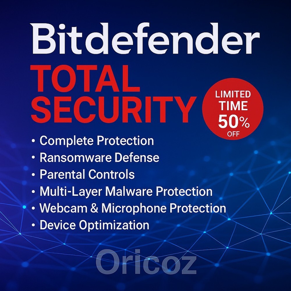 Bitdefender Total Security 2026 - 1 Year 3 Devices - Windows, Mac, Android, iOS