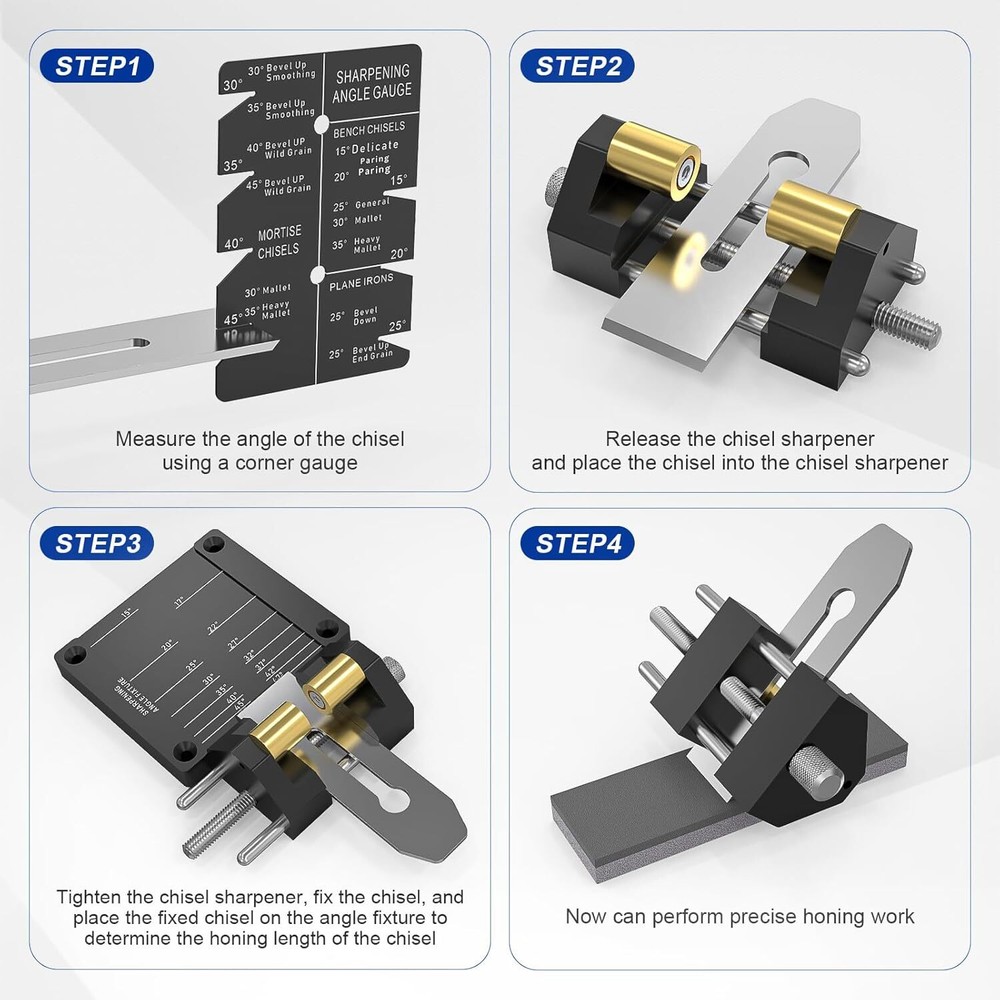 Precise Chisel Sharpening Jig Kit, Honing Guide System for Woodworking Chisels a