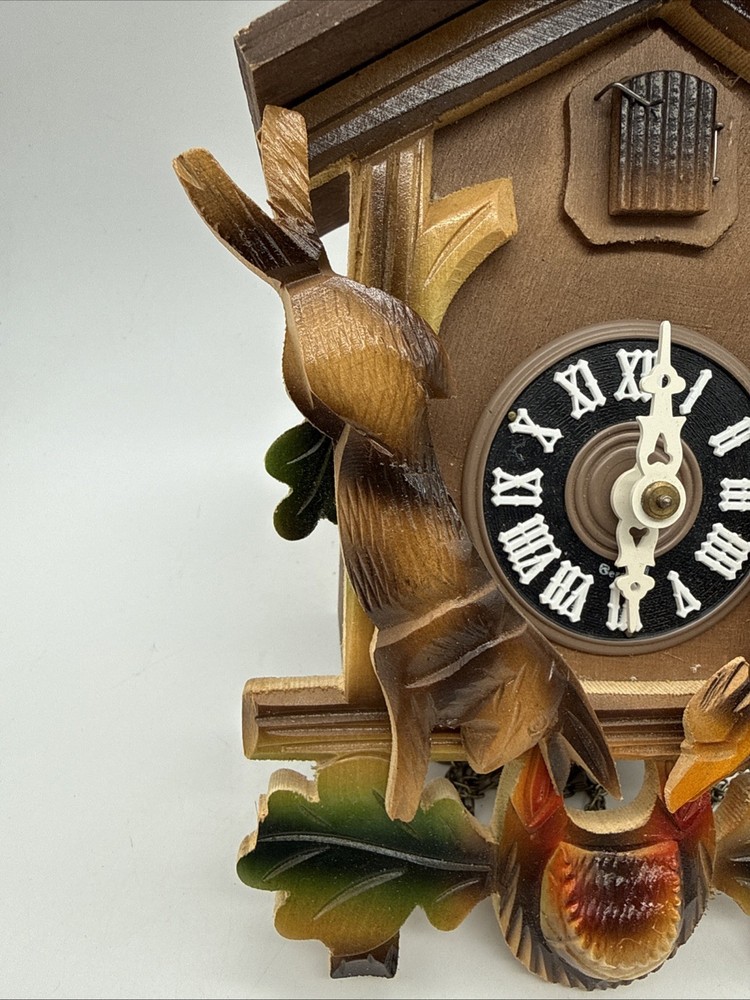 VTG German Cuckoo Clock Stag Deer Rabbit Hare Pheasant Bird - *Untested - AS IS*